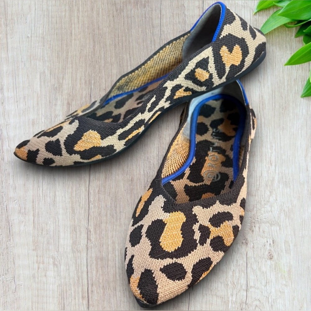 ROTHY'S The Point Big Cat Brown Leopard Print Flats 8.5/9 (RUNS SMALL)